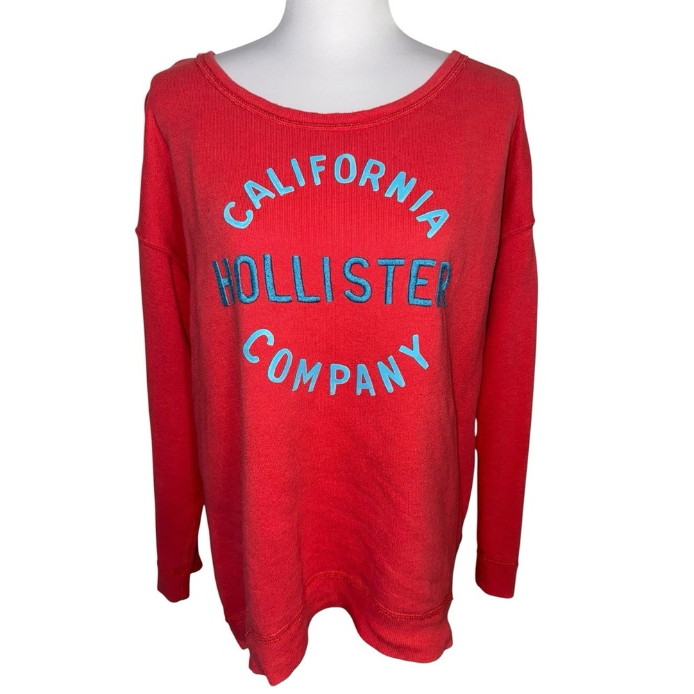 VTG Hollister California Graphic Sweatshirt Womens Small‎ Coral Long Sleeve Y2K